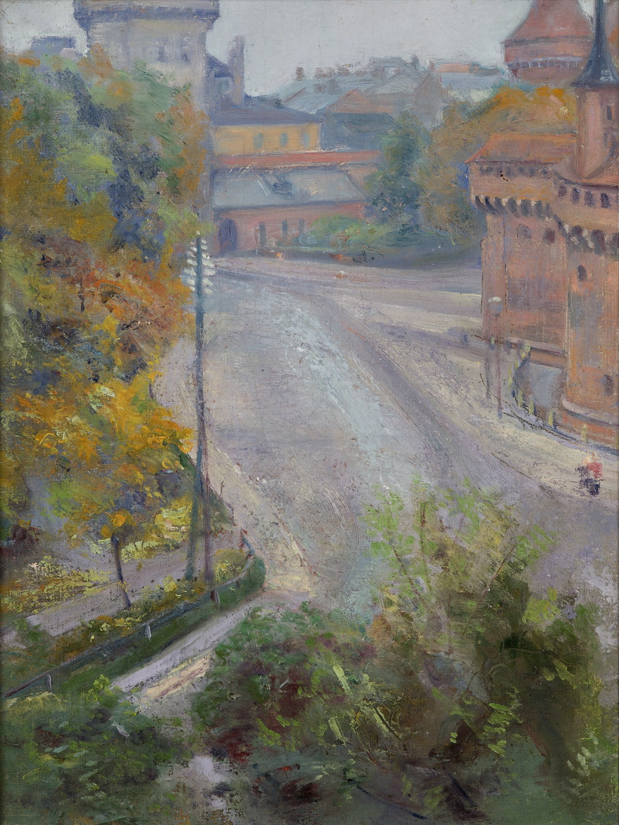 Stanisław Wyspiański obraz Widok z Zacisza na Barbakan i bramę Floriańską