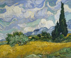 Vincent Van Gogh, Pole pszenicy z cyprysami, 1889